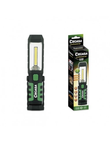 Cegasa Profesional Linterna Magnetica LED - COB Lateral-LED Superior y Luz de Emergencia - Gancho Ajustable 360--