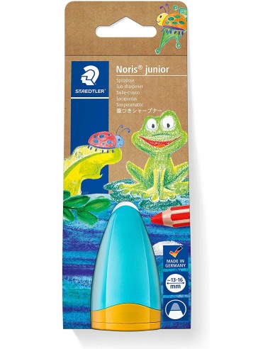Staedtler Noris Junior 516 Sacapuntas de Plastico con Deposito - Forma Conica para Manos Pequeñas - Para Lapices Gruesos