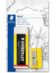 Staedtler Noris 526 Pack de 1 Goma de Borrar de Plastico-1 Sacapuntas de Plastico
