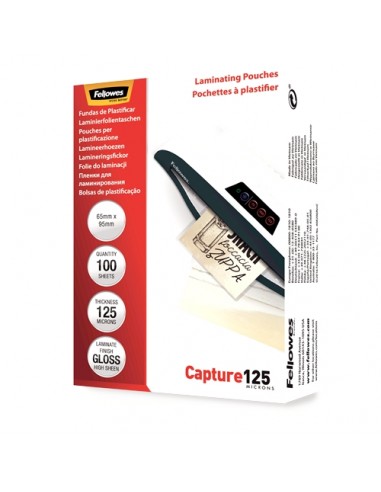 Fellowes Pack de 125 Fundas para Plastificar Tarjetas Brillo 65 x 95 mm - 125 Micras - Alta Calidad - Transparente