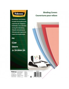 Fellowes Pack de 100 Portadas para Encuadernar de PVC A4 - 200 Micras - Acabado de Calidad - Color Transparente