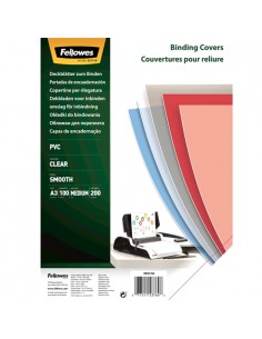 Fellowes Pack de 100 Portadas para Encuadernar de PVC A3 - 200 Micras - Muy Resistentes - Transparente