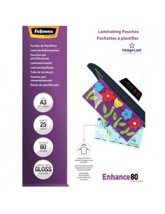 Fellowes Pack de 25 Fundas para Plastificar Brillo A3 - 80 Micras - Alta Calidad - Transparente