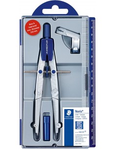 Staedtler Noris 550 01 Compas de Precision - Aguja y Mina Intercambiables - Mecanismo de Ajuste Rapido