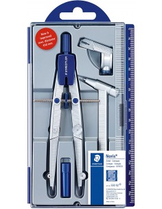 Staedtler Noris 550 02 Compas de Precision - Aguja y Mina Intercambiables - Mecanismo de Ajuste Rapido