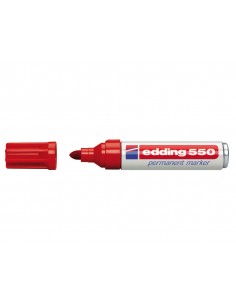 Edding 550 Rotulador Permanente - Punta Redonda - Trazo entre 3 y 4 mm. - Recargable - Secado Rapido - Color Rojo