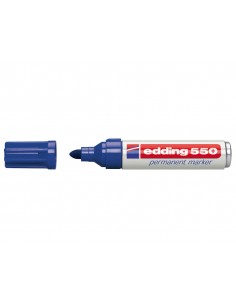 Edding 550 Rotulador Permanente - Punta Redonda - Trazo entre 3 y 4 mm. - Recargable - Secado Rapido - Color Azul