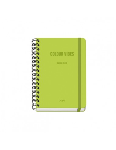 Dohe Colour Vibes Agenda Escolar 25 26 Espiral Wire o A5 - Semana Vista - Papel 80g m2 - 4 Hojas de Pegatinas - Cubierta de