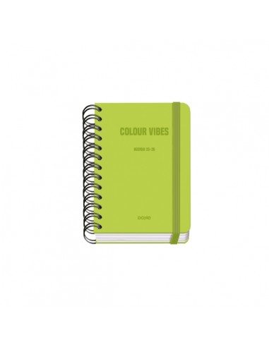 Dohe Colour Vibes Agenda Escolar 25 26 Espiral Wire o A6 - Dia Pagina - Papel 80g m2 - 4 Hojas de Pegatinas - Cubierta de