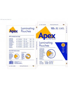 Fellowes Apex Pack de 100 Fundas para Plastificar Brillo A3 - 75 Micras - Alta Calidad - Transparente