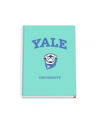 Dohe Yale Dog Cuaderno Espiral A4 100 Hojas Microperforadas Cuadricula 5mm - Tapa Dura Carton Forrado - Bandas de Color