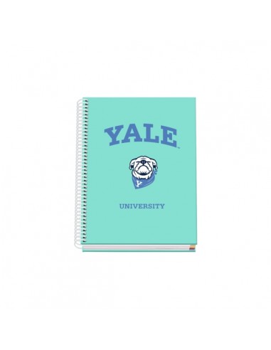 Dohe Yale Dog Cuaderno Espiral A5 100 Hojas Cuadricula 5mm - Tapa Dura Impresa a todo Color y Plastificada en Brillo - Bandas