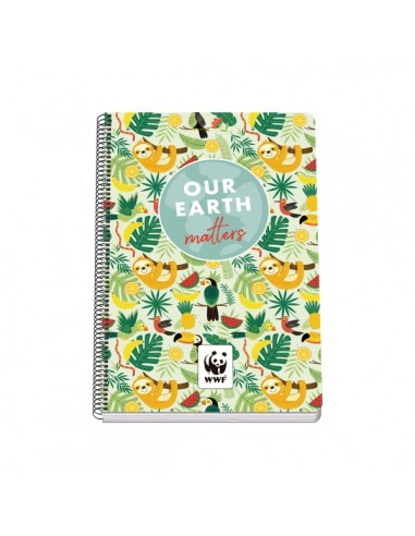 Dohe WWF Tropic Cuaderno Espiral Folio 80 Hojas Cuadricula 4mm con Margen - Tapa Rigida Impresa a todo Color y Plastificada