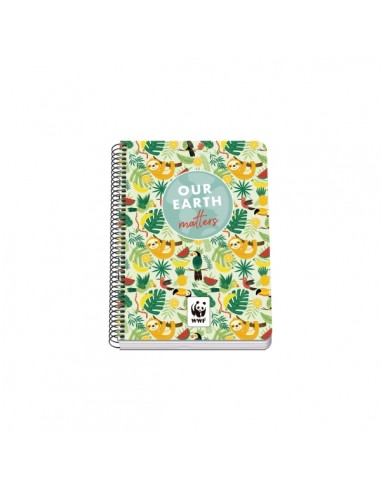 Dohe WWF Tropic Cuaderno Espiral A5 80 Hojas Cuadricula 4mm con Margen - Tapa Rigida Impresa a todo Color y Plastificada en
