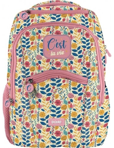 Dohe C`est la Vie Mochila Escolar - Compartimento Principal con Bolsillo Acolchado - Bolsillos Laterales para Bebidas -