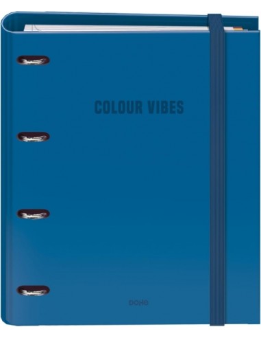 Dohe Colour Vibes Carpeta de 4 Anillas Mixtas de 35mm Recambio 100 Hojas Cuadricula 5mm - Formato A4 - Cierre con Goma -