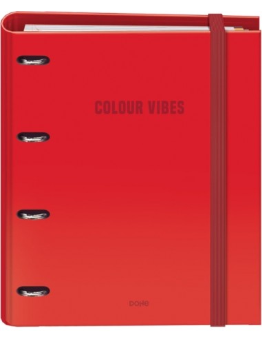 Dohe Colour Vibes Carpeta de 4 Anillas Mixtas de 35mm Recambio 100 Hojas Cuadricula 5mm - Formato A4 - Cierre con Goma -