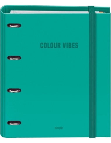 Dohe Colour Vibes Carpeta de 4 Anillas Mixtas de 35mm Recambio 100 Hojas Cuadricula 5mm - Formato A4 - Cierre con Goma -