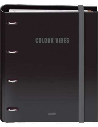 Dohe Colour Vibes Carpeta de 4 Anillas Mixtas de 35mm Recambio 100 Hojas Cuadricula 5mm - Formato A4 - Cierre con Goma -