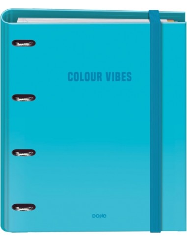 Dohe Colour Vibes Carpeta de 4 Anillas Mixtas de 35mm Recambio 100 Hojas Cuadricula 5mm - Formato A4 - Cierre con Goma -