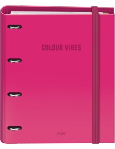 Dohe Colour Vibes Carpeta de 4 Anillas Mixtas de 35mm Recambio 100 Hojas Cuadricula 5mm - Formato A4 - Cierre con Goma -