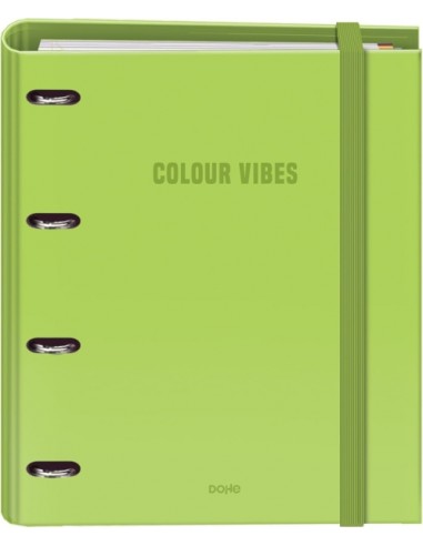 Dohe Colour Vibes Carpeta de 4 Anillas Mixtas de 35mm Recambio 100 Hojas Cuadricula 5mm - Formato A4 - Cierre con Goma -