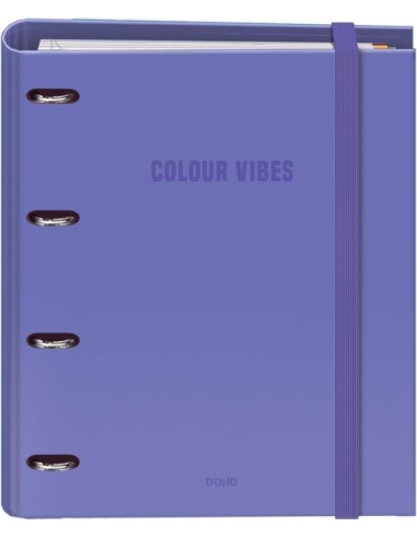 Dohe Colour Vibes Carpeta de 4 Anillas Mixtas de 35mm Recambio 100 Hojas Cuadricula 5mm - Formato A4 - Cierre con Goma -