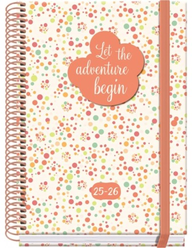 Dohe Bubbles Agenda Escolar 25 26 Espiral A5 - Semana Vista - Papel 70g m2 - 4 Hojas de Pegatinas - Cubierta de Carton