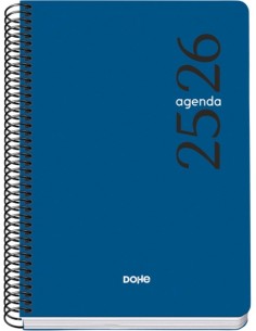 Dohe Esencial Agenda Escolar 25 26 Espiral A5 - Semana Vista - Papel 70g m2 - Cubierta en Polipropileno - Color Azul