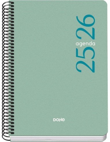 Dohe Esencial Agenda Escolar 25 26 Espiral A5 - Dia Pagina - Papel 70g m2 - Cubierta en Polipropileno - Color Verde