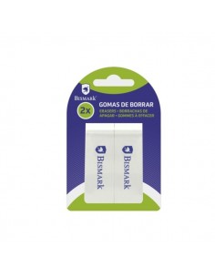 Bismark Pack de 2 Gomas Plasticas 2.5x7cm - Color Blanco