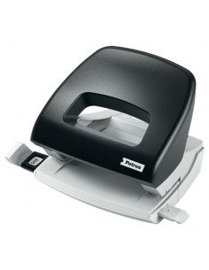 Petrus 80 Taladro Perforador Pequeño - Hasta 16 Hojas - Marcas de Formato - Facil Vaciado - Punzones 5.5mm - Color Negro