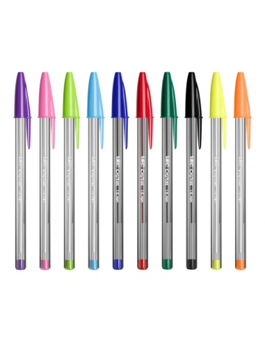 Bic Cristal Multicolour Pack de 20 Boligrafos de Bola - Punta 1.6mm - Trazo 0.42mm - Tinta con Base de Aceite - Colores