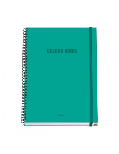 Dohe Colour Vives Cuaderno Espiral A4 100 Hojas Microperforadas Cuadricula 5mm - Tapa Dura Carton Forrado - Cierre de Goma -