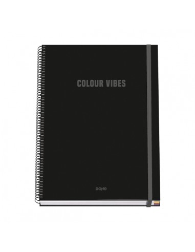 Dohe Colour Vives Cuaderno Espiral A4 100 Hojas Microperforadas Cuadricula 5mm - Tapa Dura Carton Forrado - Cierre de Goma -