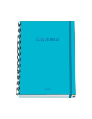 Dohe Colour Vives Cuaderno Espiral A4 100 Hojas Microperforadas Cuadricula 5mm - Tapa Dura Carton Forrado - Cierre de Goma -