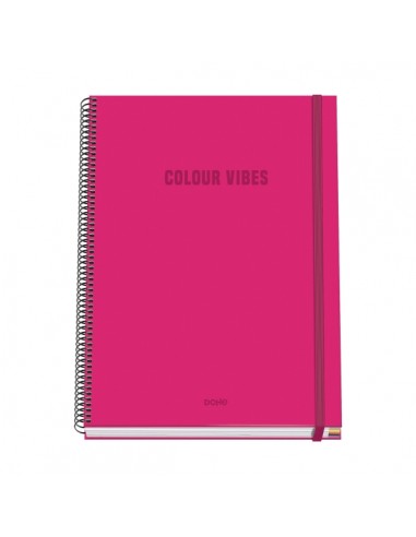 Dohe Colour Vives Cuaderno Espiral A4 100 Hojas Microperforadas Cuadricula 5mm - Tapa Dura Carton Forrado - Cierre de Goma -