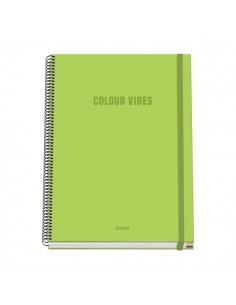Dohe Colour Vives Cuaderno Espiral A4 100 Hojas Microperforadas Cuadricula 5mm - Tapa Dura Carton Forrado - Cierre de Goma -