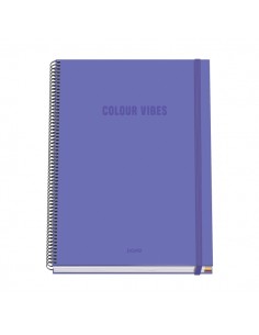 Dohe Colour Vives Cuaderno Espiral A4 100 Hojas Microperforadas Cuadricula 5mm - Tapa Dura Carton Forrado - Cierre de Goma -