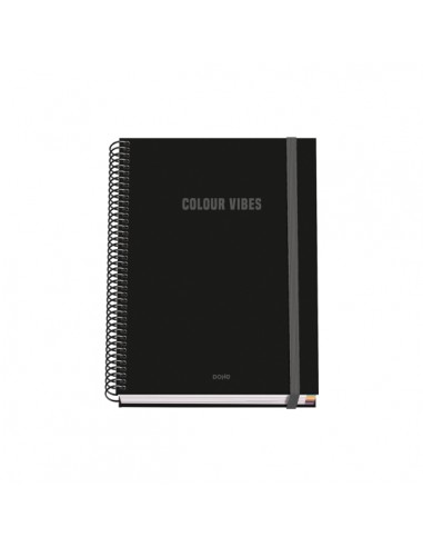 Dohe Colour Vives Cuaderno Espiral A5 100 Hojas Cuadricula 5mm - Tapa Dura Impresa a todo Color y Plastificada en Brillo -