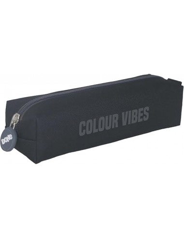 Dohe Colour Vibes Portatodo Cuadrado - Cierre con Cremallera y Tirador de Goma - Color Negro