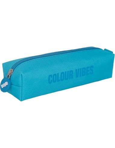 Dohe Colour Vibes Portatodo Cuadrado - Cierre con Cremallera y Tirador de Goma - Color Azul Cyan