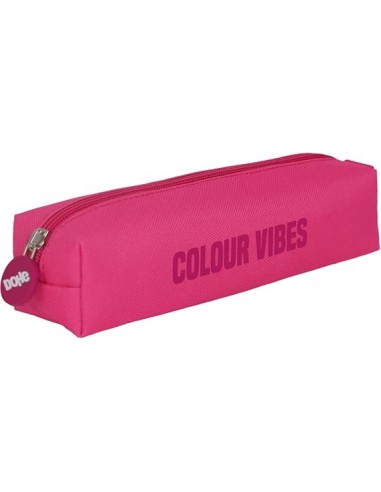 Dohe Colour Vibes Portatodo Cuadrado - Cierre con Cremallera y Tirador de Goma - Color Rosa