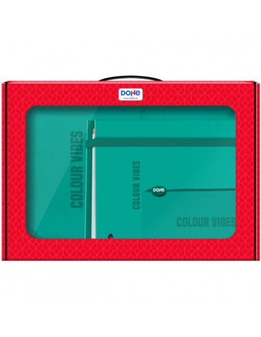 Dohe Colour Vibes Pack de Mochila-Carpeta A4 Recambio-Portatodo Triple - Todo en un Maletin Perfecto para Regalo - Color