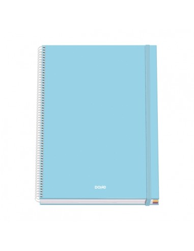 Dohe Serenity Cuaderno Espiral A4 100 Hojas Microperforadas Cuadricula 5mm - Tapa Dura Carton Forrado - Cierre de Goma -