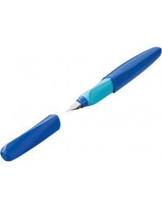 Pelikan Twist Pluma Estilografica Escolar Recargable - Plumilla de Acero Inoxidable Punto M - Cuerpo Color Azul (814737)