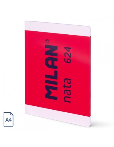 Milan Nata 624 Libreta Encolada Formato A4 Pautado 7mm - 48 Hojas de 95 gr m2 - Microperforado - Color Rosa