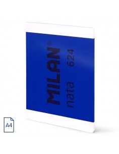 Milan Nata 624 Libreta Encolada Formato A4 Cuadricula 5x5mm - 48 Hojas de 95 gr m2 - Microperforado - Color Azul