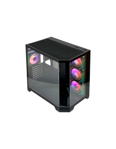 L-Link Nova Caja ATX - Cristal Templado Continuo - 4 Ventiladores RGB - USB 3.0 - Color Negro