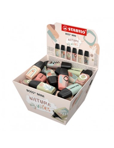 Stabilo Boss Mini Naturevibes Expositor con 50 Marcadores Fluorescentes - Trazo entre 2 y 5mm - Tinta con Base de Agua -